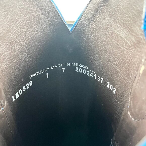 NEW Lane SMOKESHOW Womens Blue Cowboy Boots 7 Leather Western Snip Toe 15" Tall - Picture 8 of 10